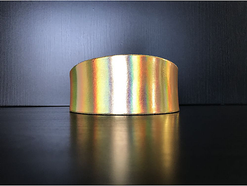 Yellow Gold Holographic - Whippet Leather Collar - Size M